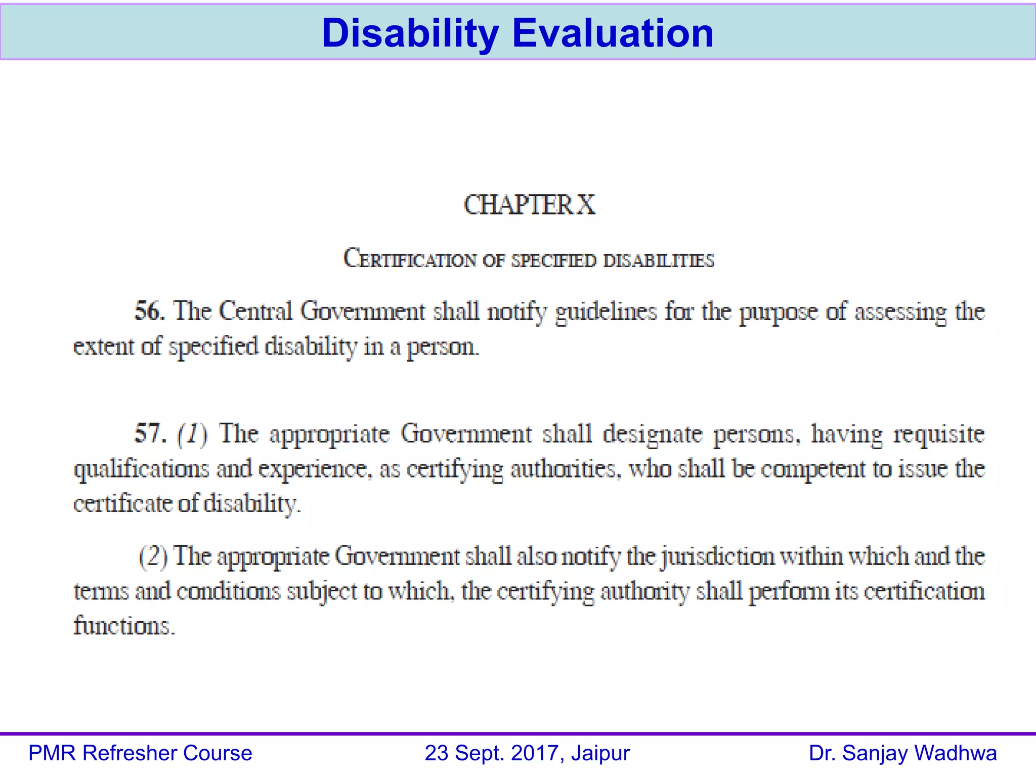 Disability Evaluation - Dr Sanjay Wadhwa | PDF