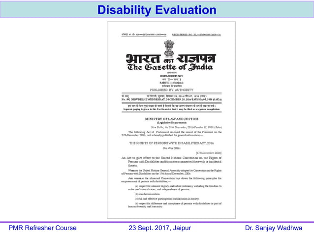 Disability Evaluation - Dr Sanjay Wadhwa | PDF