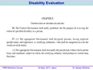 Disability Evaluation
PMR Refresher Course 23 Sept. 2017, Jaipur Dr. Sanjay Wadhwa
 