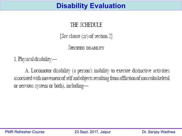 Disability Evaluation - Dr Sanjay Wadhwa | PDF