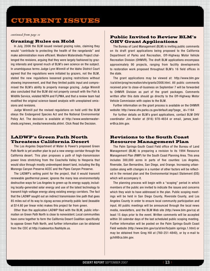 September 2007 Desert Report, CNCC Desert Committee slideshare
