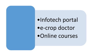 •Infotech portal
•e-crop doctor
•Online courses
 