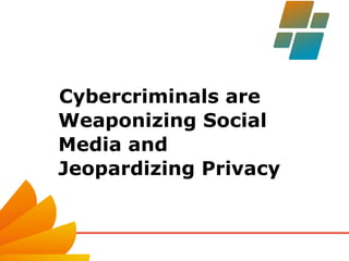 Cybercriminals are
Weaponizing Social
Media and
Jeopardizing Privacy
 