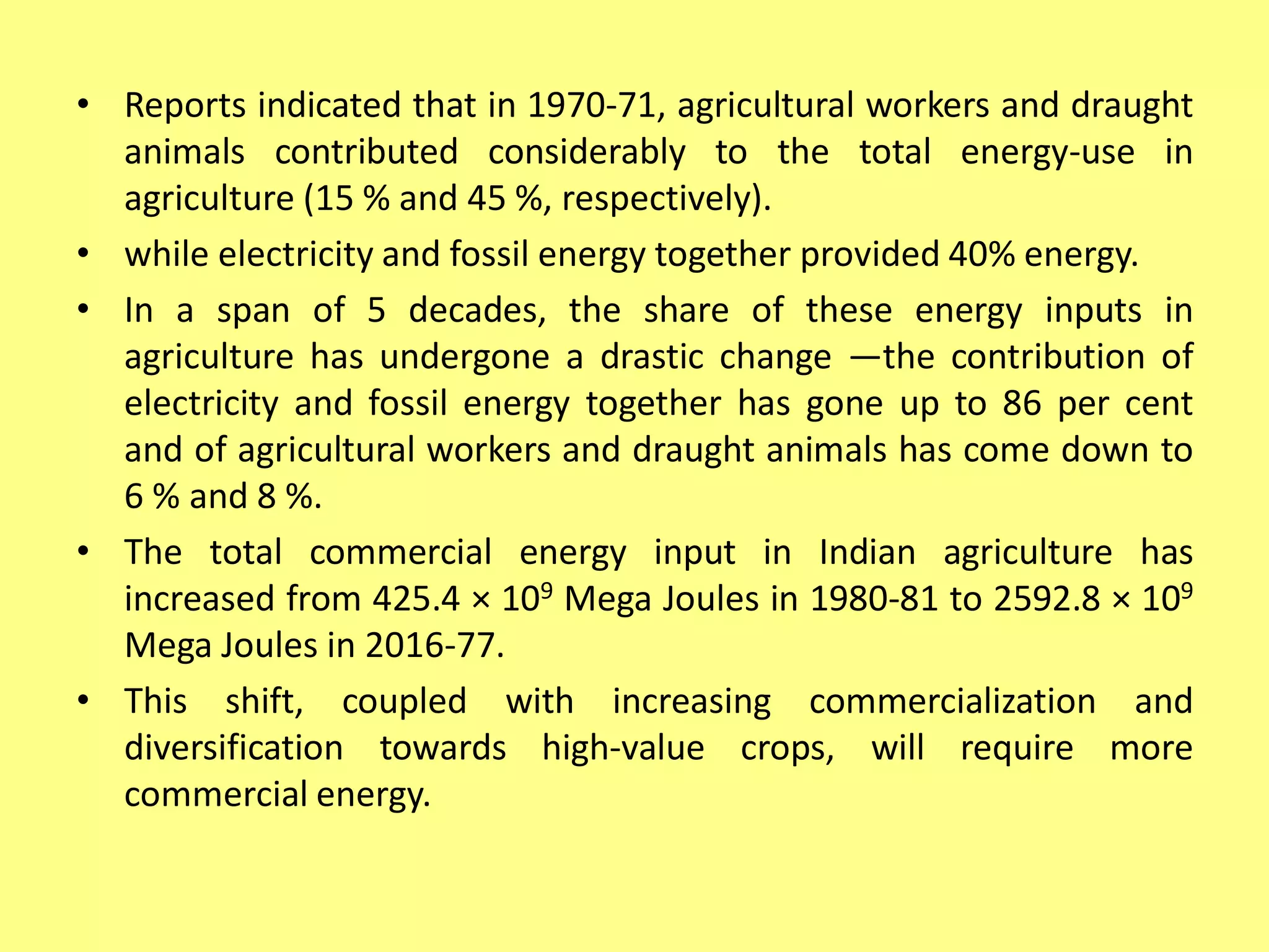 Energy Use in Agriculture Production and Processing for Sustainable ...