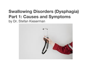 Swallowing Disorders (Dysphagia)
Part 1: Causes and Symptoms
by Dr. Stefan Kieserman
 