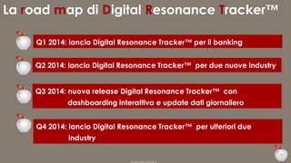 La road map di Digital Resonance Tracker™
Q1 2014: lancio Digital Resonance Tracker™ per il banking
Q2 2014: lancio Digital Resonance Tracker™ per due nuove industry

Q3 2014: nuova release Digital Resonance Tracker™ con
dashboarding interattiva e update dati giornaliero
Q4 2014: lancio Digital Resonance Tracker™ per ulteriori due

industry
39
Duepuntozero DOXA 2014

 