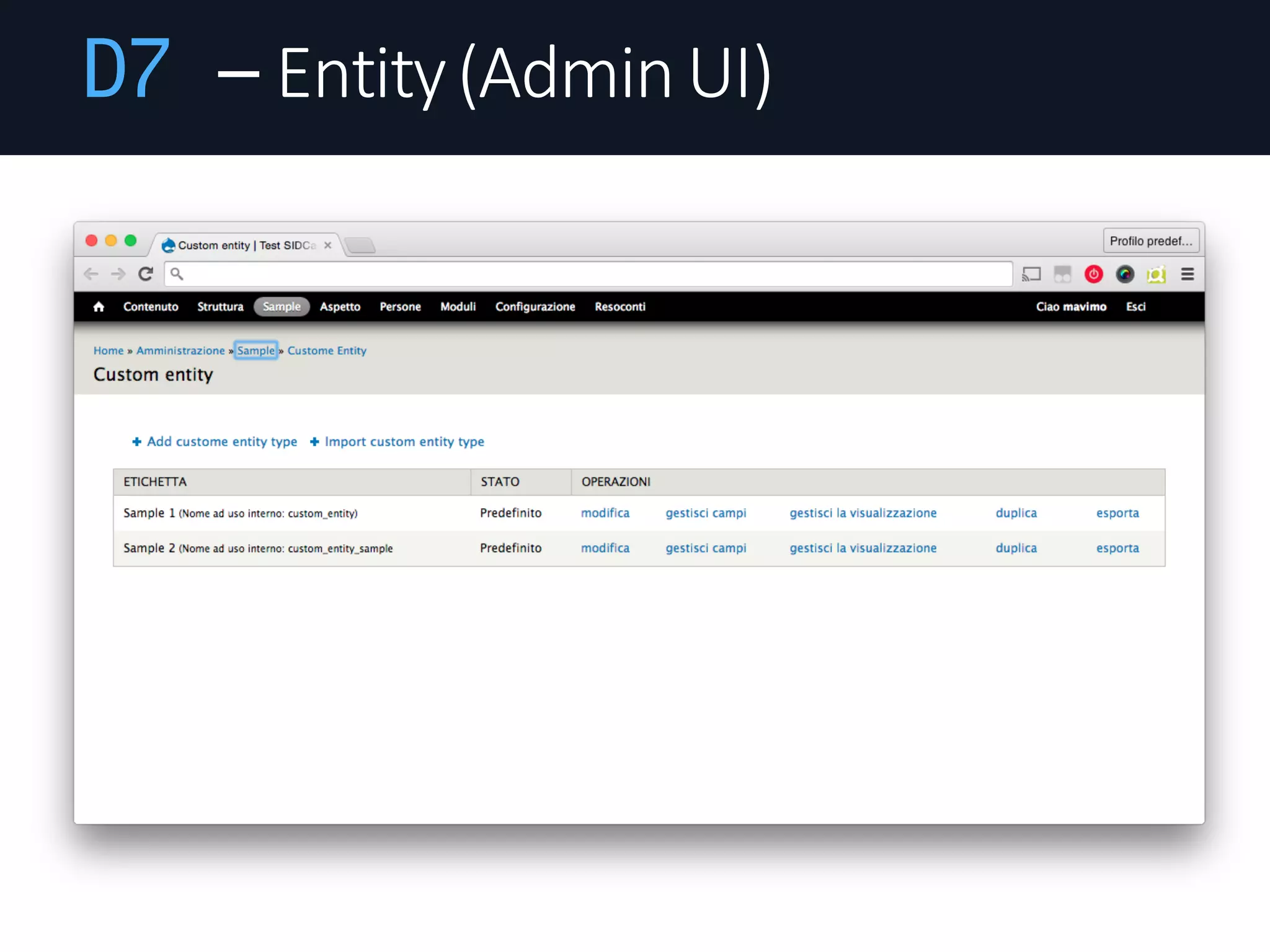 D7 – Entity	(Admin	UI)
 