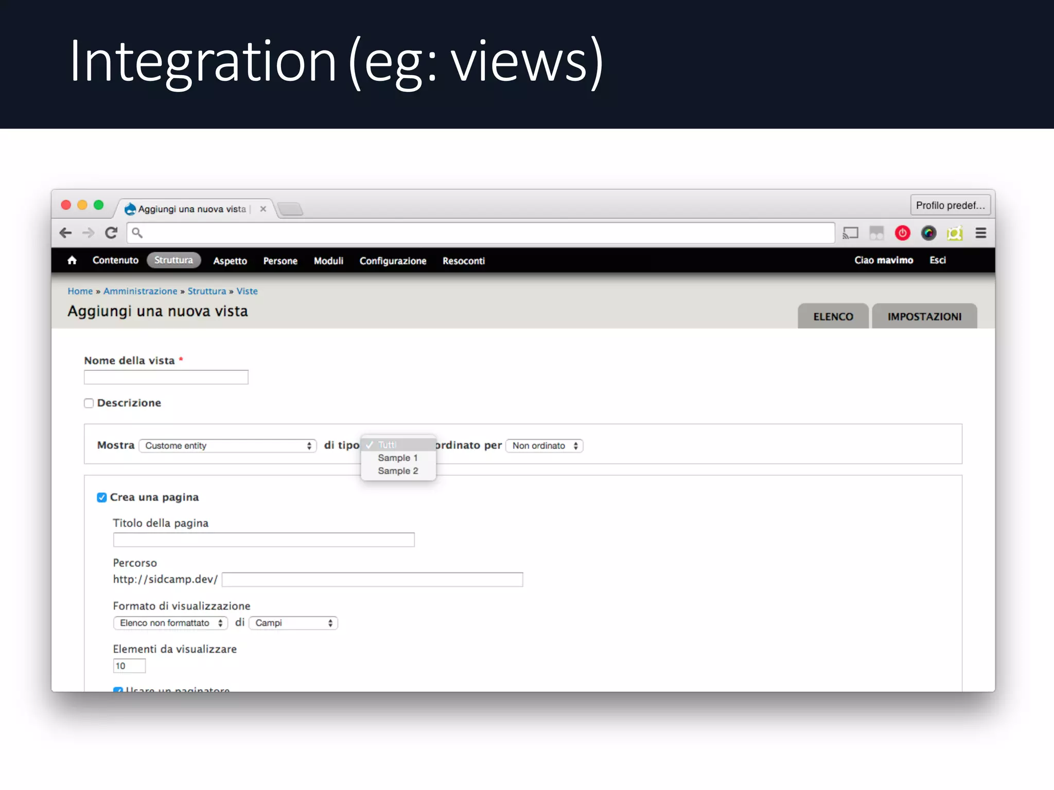 Integration	(eg:	views)
 