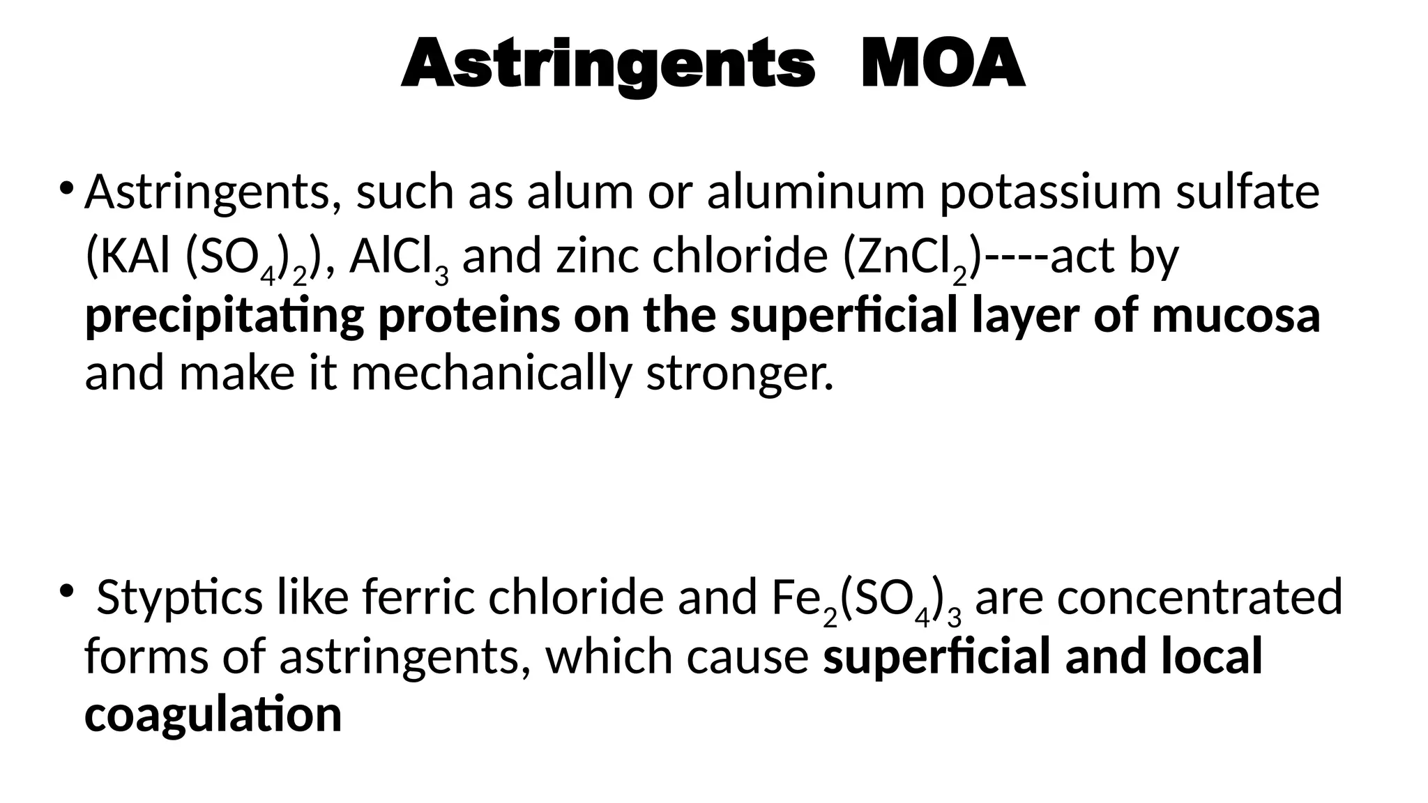 Drugs used as styptics, detail pharmacology of the drugs used as ...