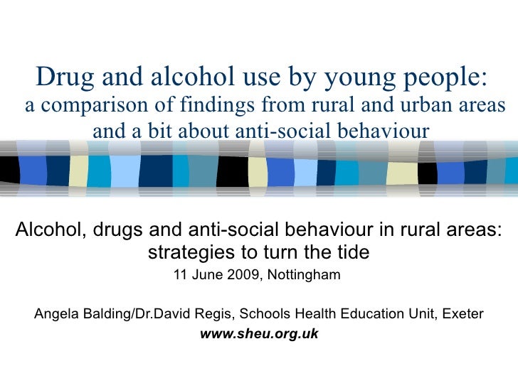 Drug and Alcohol use by young people in rural and urban areas