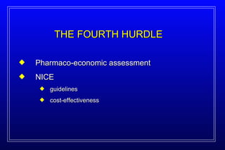 Pharmaco-economic assessment NICE guidelines cost-effectiveness THE FOURTH HURDLE 