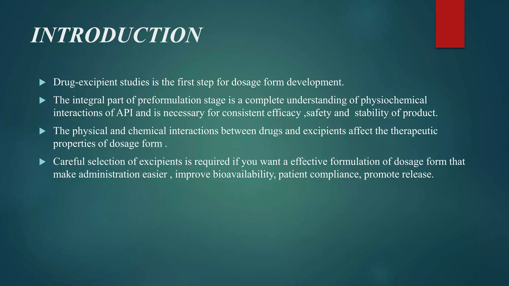 Drug excipient compatibility studies | PPTX