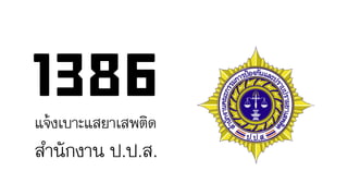 แจ้งเบาะแสยา๶สพติด
สานักงาน ป.ป.ส.
 