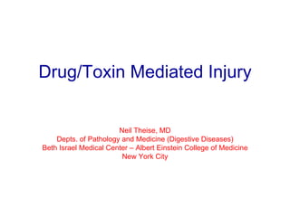 Drug/Toxin Mediated Injury Neil Theise, MD Depts. of Pathology and Medicine (Digestive Diseases) Beth Israel Medical Center – Albert Einstein College of Medicine New York City 