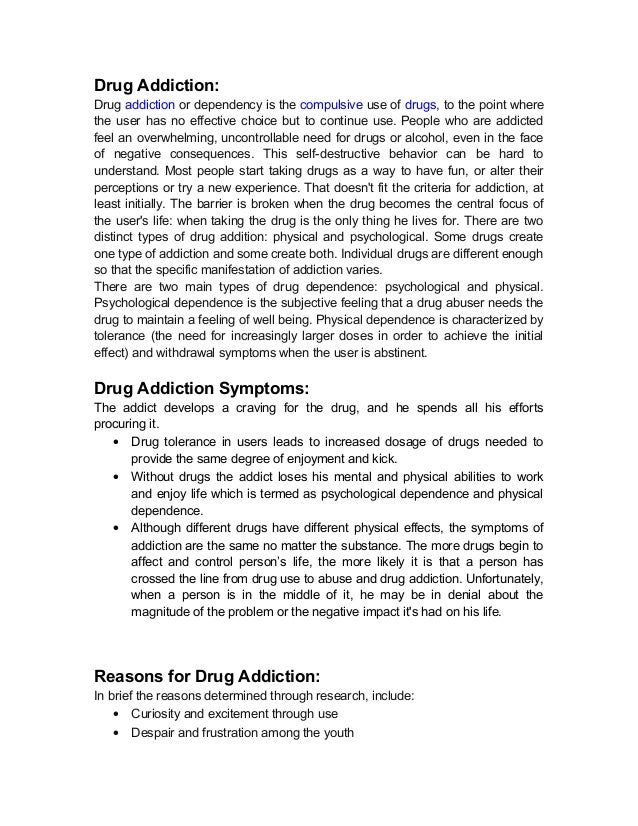 Application writing essay on drug abuse?