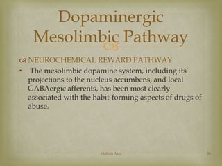 Dopaminergic 
Mesolimbic Pathway 
 
 NEUROCHEMICAL REWARD PATHWAY 
• The mesolimbic dopamine system, including its 
proj...
