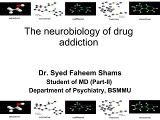 The neurobiology of drug addiction Dr. Syed Faheem Shams Student of MD (Part-II)  Department of Psychiatry, BSMMU 