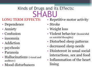 Kinds of Drugs and its Effects: SHABU   