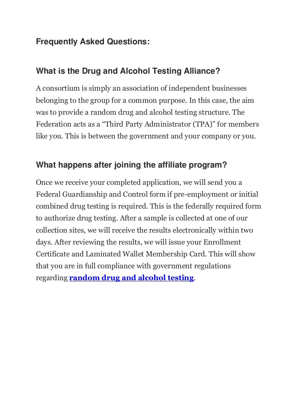 Drug and Alcohol Testing Consortium.