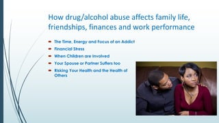 How drug/alcohol abuse affects family life,
friendships, finances and work performance
 The Time, Energy and Focus of an ...