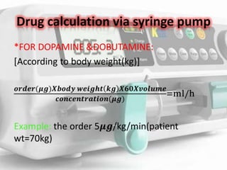 Drug calculation via syringe pump