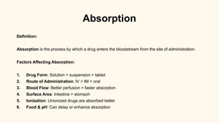 Drug Chemistry, Absorption and Distribution | PPTX