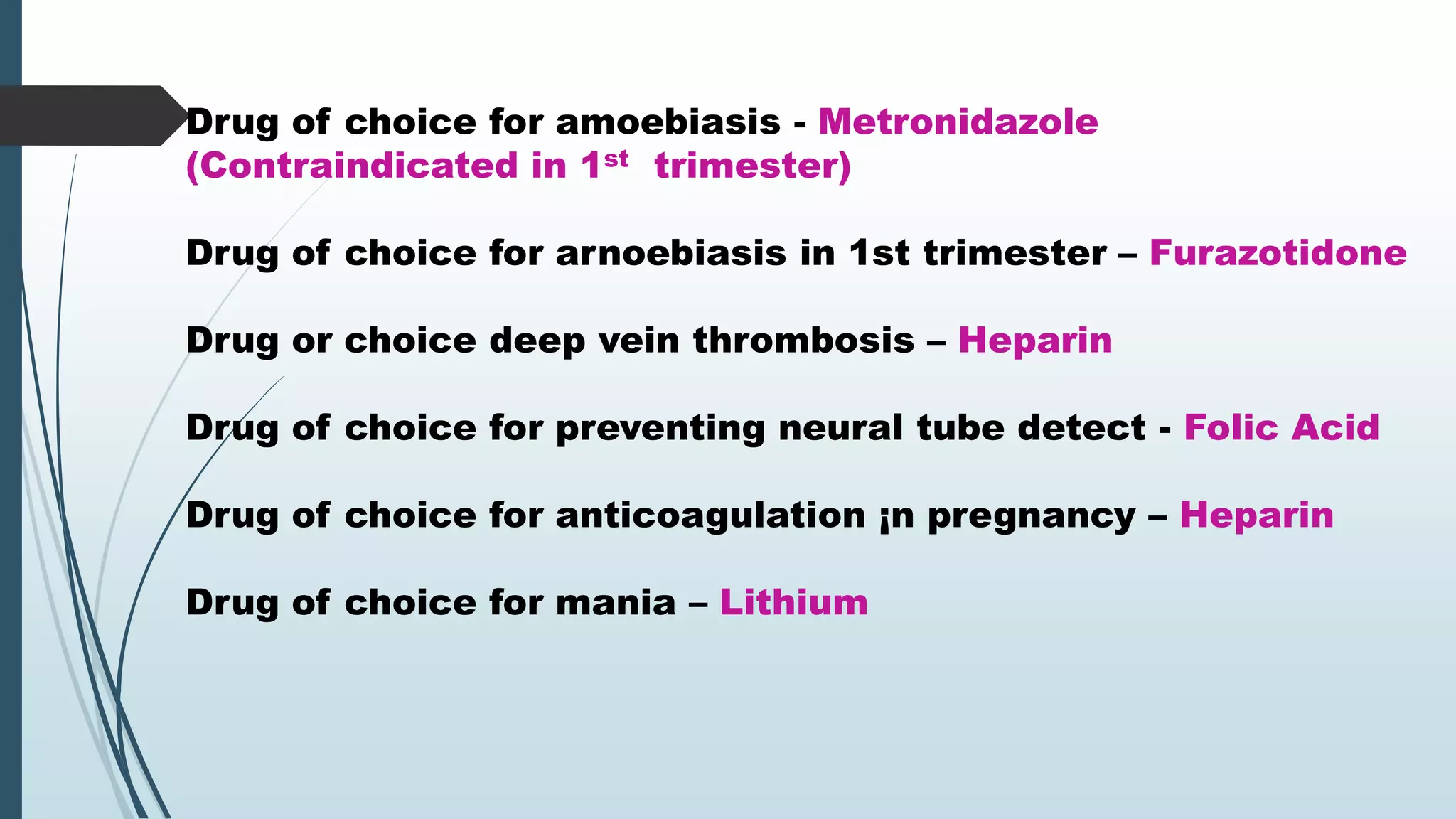 Drug choice in pregnancy - a long chart disease condition & drugs | PPTX