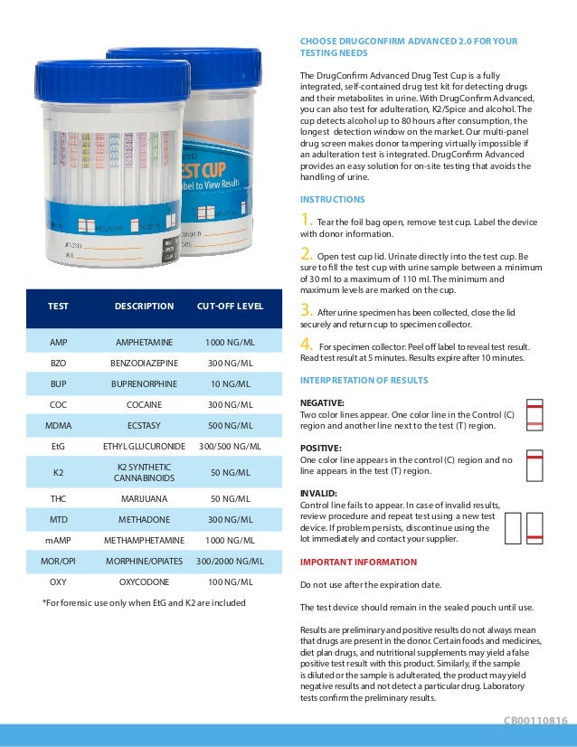 DrugConfirm Advanced 2.0 Urine Drug Test Cup With 80 Hour EtG Alcohol