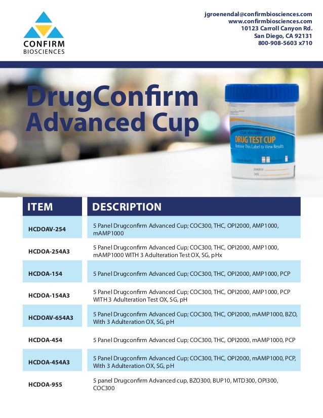 DrugConfirm Advanced CLIAWaived Urine Drug Screening Test Cup