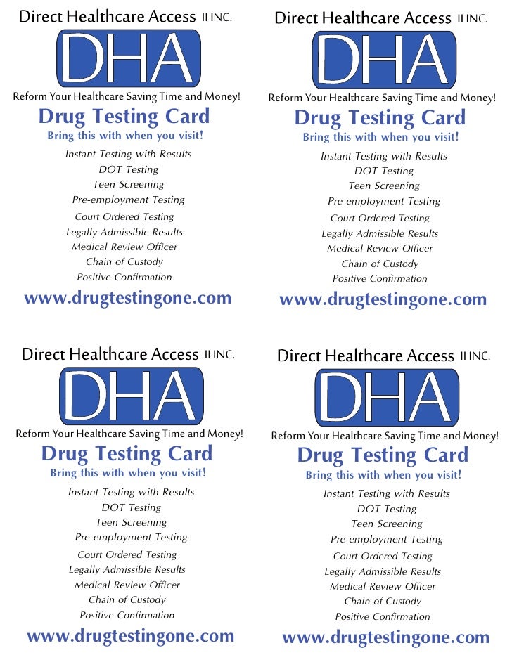 DRUG TESTING PROMOTIONAL CARD