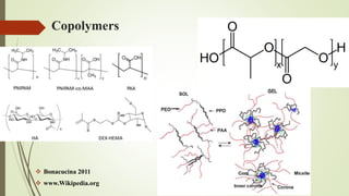 Copolymers
 Bonacucina 2011
 www.Wikipedia.org
 