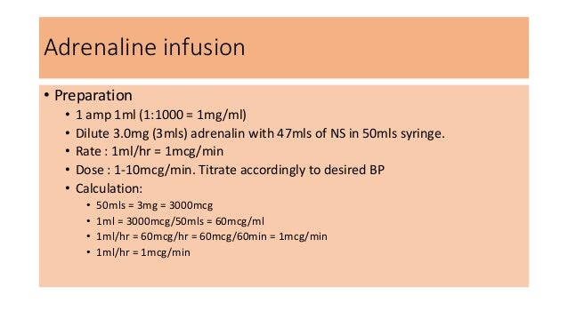Norepinephrine Infusion Rate Chart