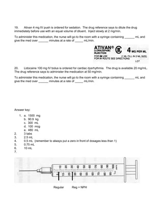 Ativan Injection Concentration Label Drug dosage calculation handout for bsn completion | PDF