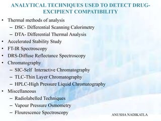 DRUG EXCIPIENT COMPATIBILTY STUDY | PPTX