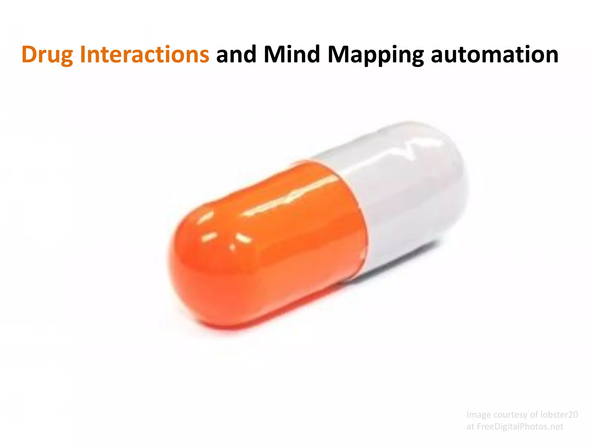 Drug Interactions and Mind Mapping automation
Image courtesy of lobster20 at FreeDigitalPhotos.net