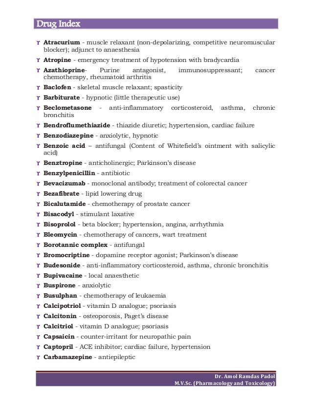 Drug index