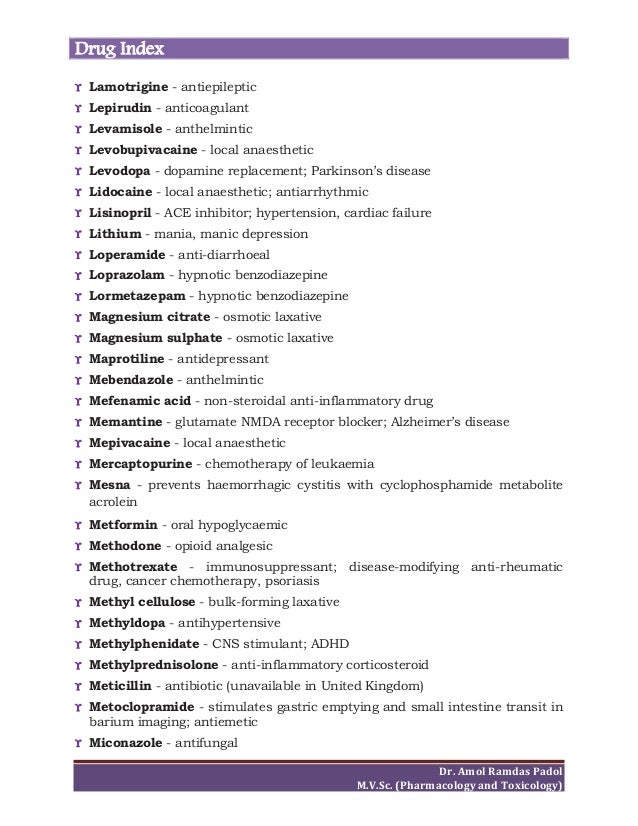 Drug index