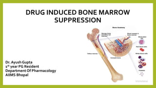 DRUG INDUCED BONE MARROW
SUPPRESSION
Dr. Ayush Gupta
1st year PG Resident
Department Of Pharmacology
AIIMS Bhopal
 