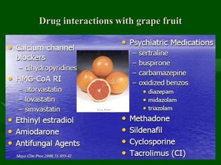 Drug interactions with grape fruit
 