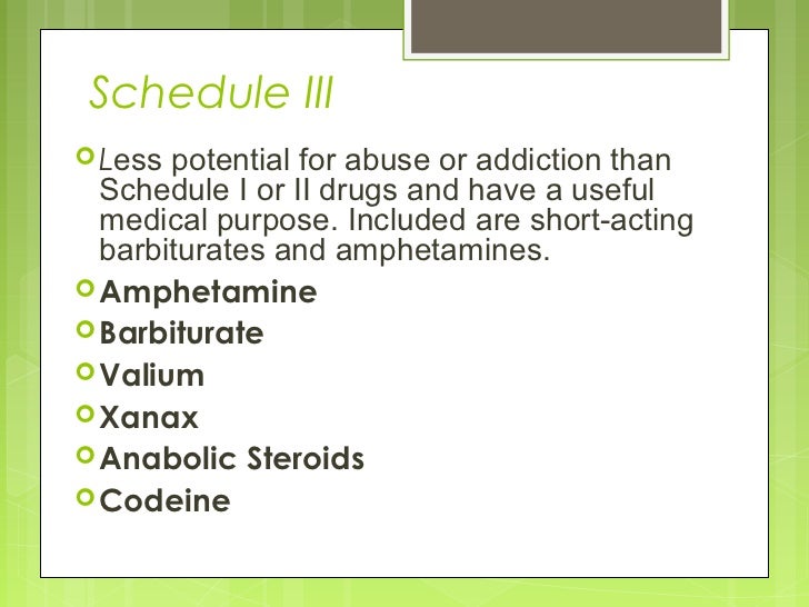 valium schedule classification