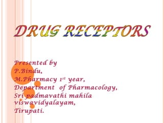Presented by P.Bindu, M.Pharmacy 1 st  year, Department  of Pharmacology, Sri padmavathi mahila viswavidyalayam, Tirupati. 