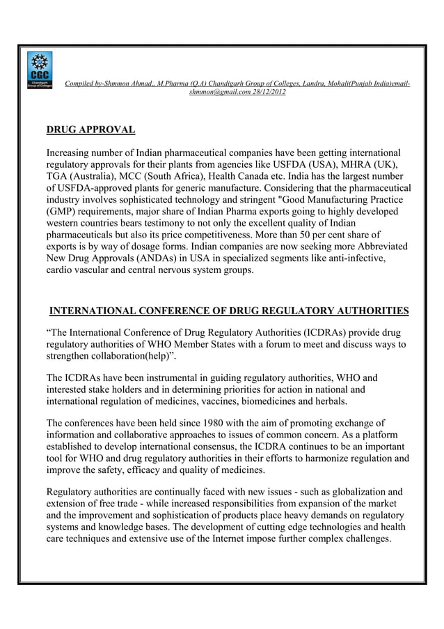 Drug Regulatory Affairs pdf PDF