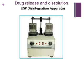 +
USP Disintegration Apparatus
Drug release and dissolution
 
