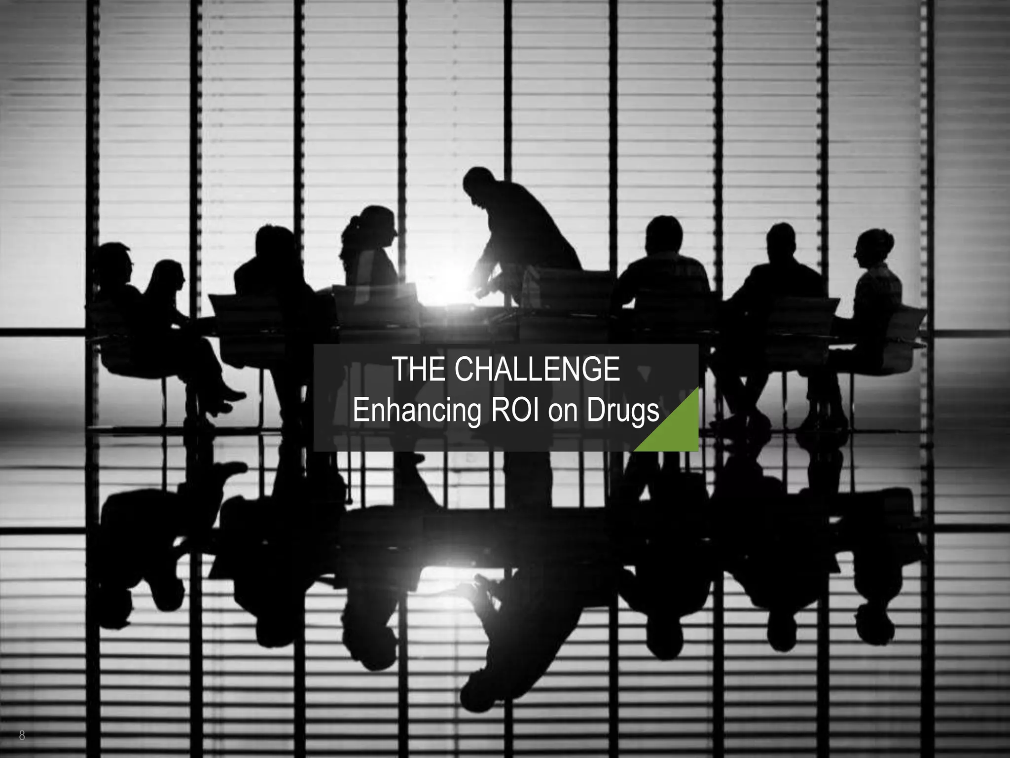 NEW APPROACH FOR DRUG REPOSITIONING
PRODUCT INTELLIGENCE
THE CHALLENGE
Enhancing ROI on Drugs
8
 