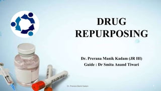 DRUG
REPURPOSING
Dr. Prerana Manik Kadam (JR III)
Guide : Dr Smita Anand Tiwari
Dr. Prerana Manik Kadam 1
 