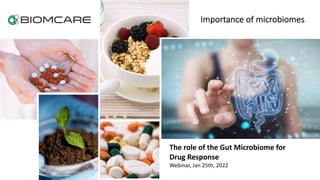 Importance of microbiomes
The role of the Gut Microbiome for
Drug Response
Webinar, Jan 25th, 2022
 