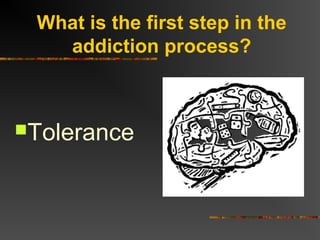 What is the first step in the
addiction process?
Tolerance
 