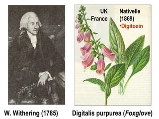 UK
France
Nativelle
(1869)
•Digitoxin
Digitalis purpurea (Foxglove)
W. Withering (1785)
 