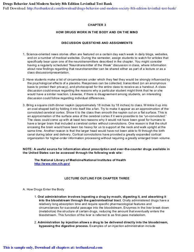 Drugs Behavior and Modern Society 8th Edition Levinthal Test Bank