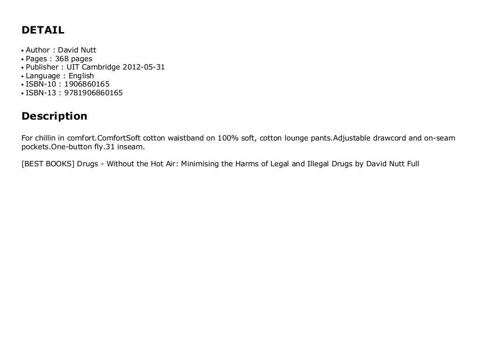 [BEST BOOKS] Drugs Without the Hot Air Minimising the